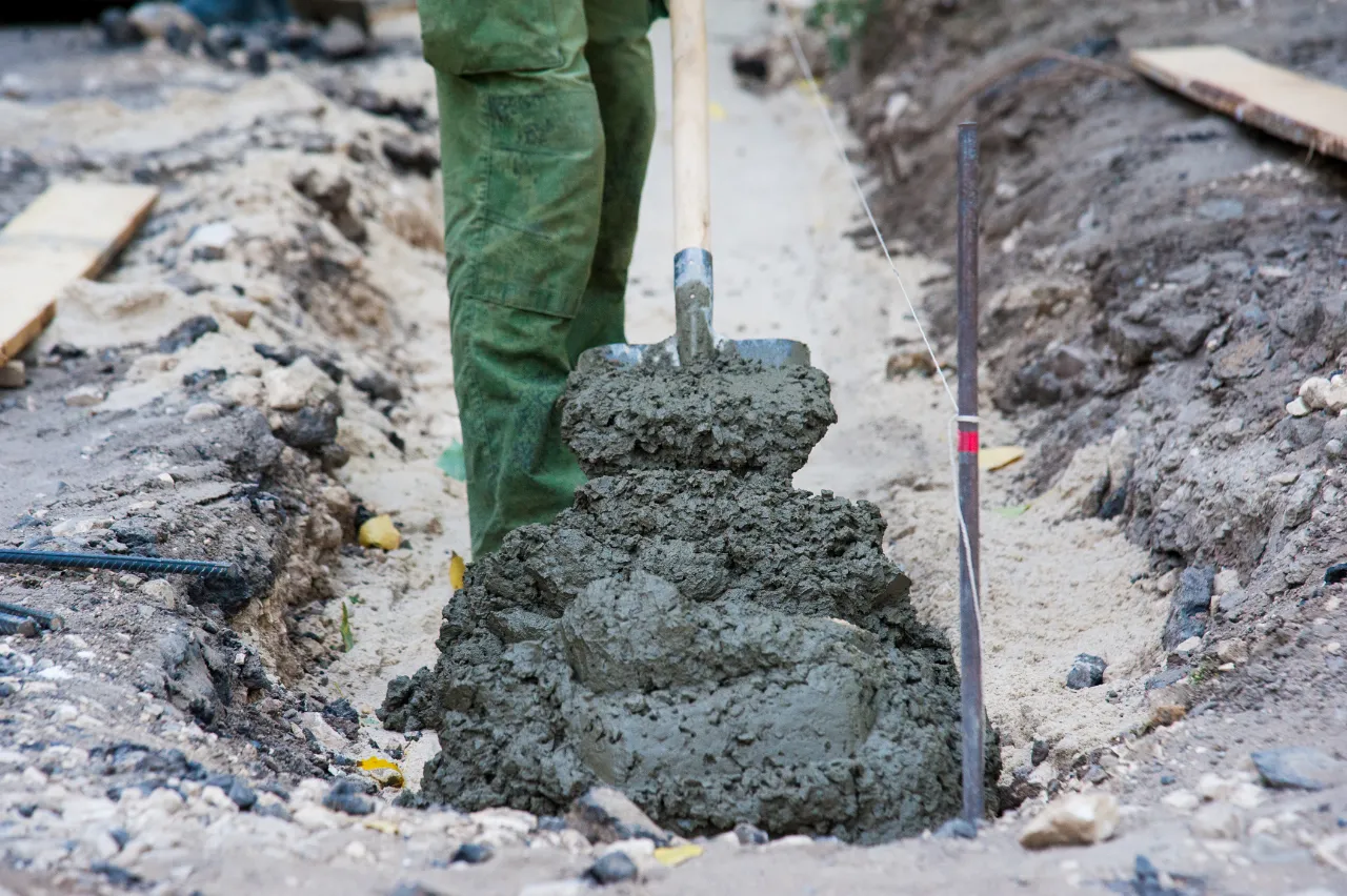 Pouring cement for foundation
