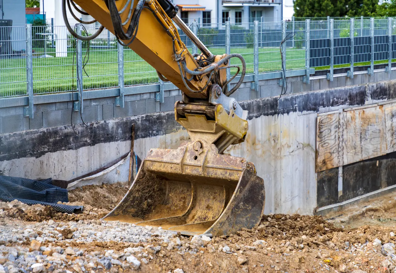 Excavator bucket close up