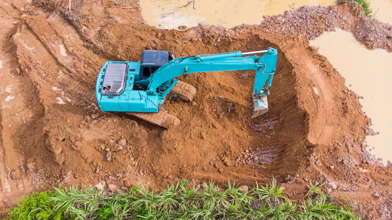Aerial view excavation