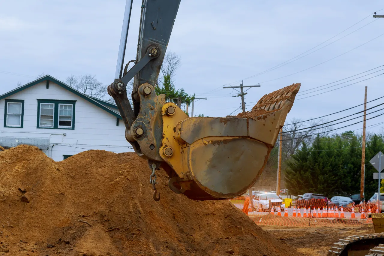 Excavator working at construction site