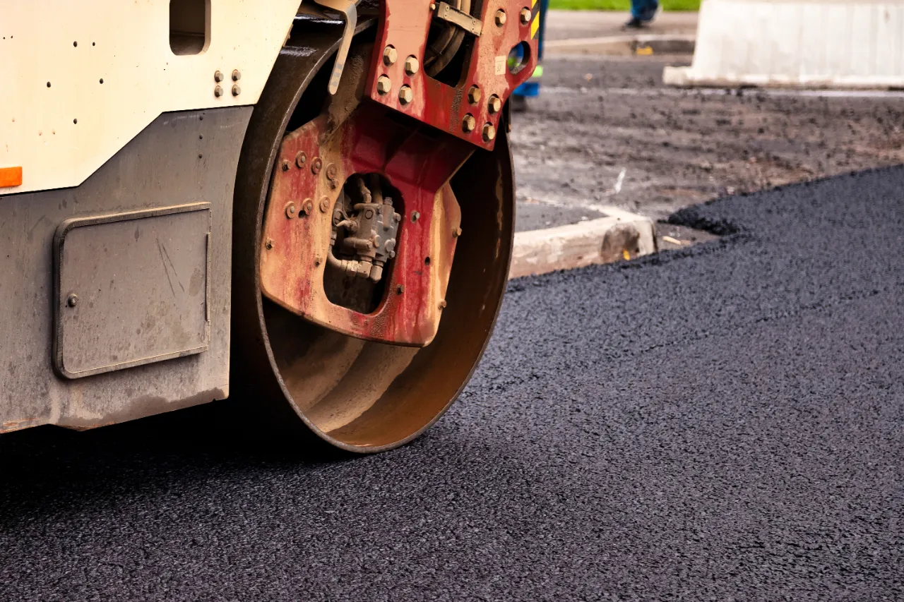 Heavy machinery asphalt