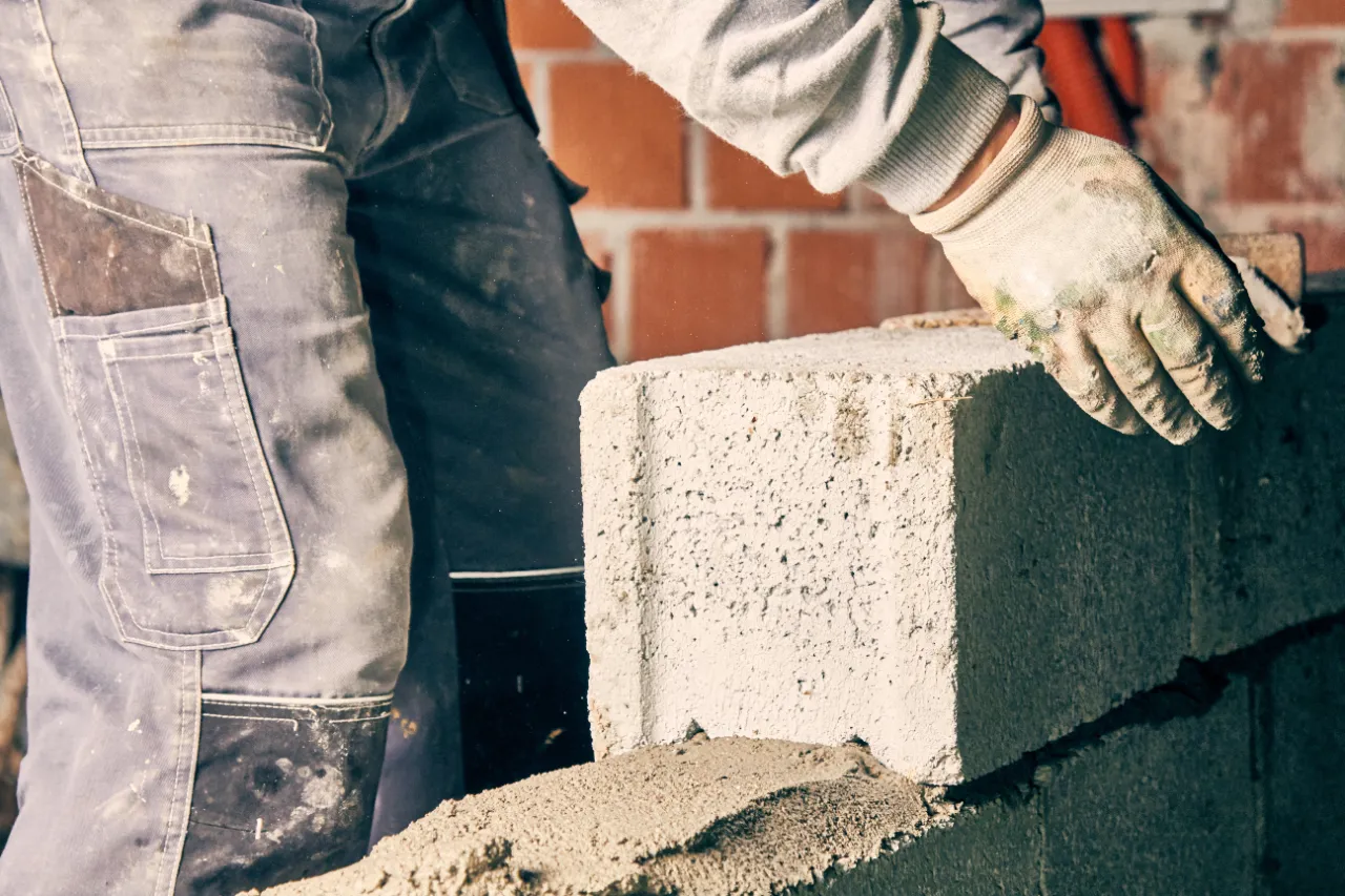Laying cinder blocks