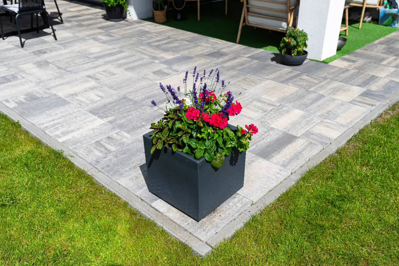 Paver patio next to a concrete patio in Connecticut